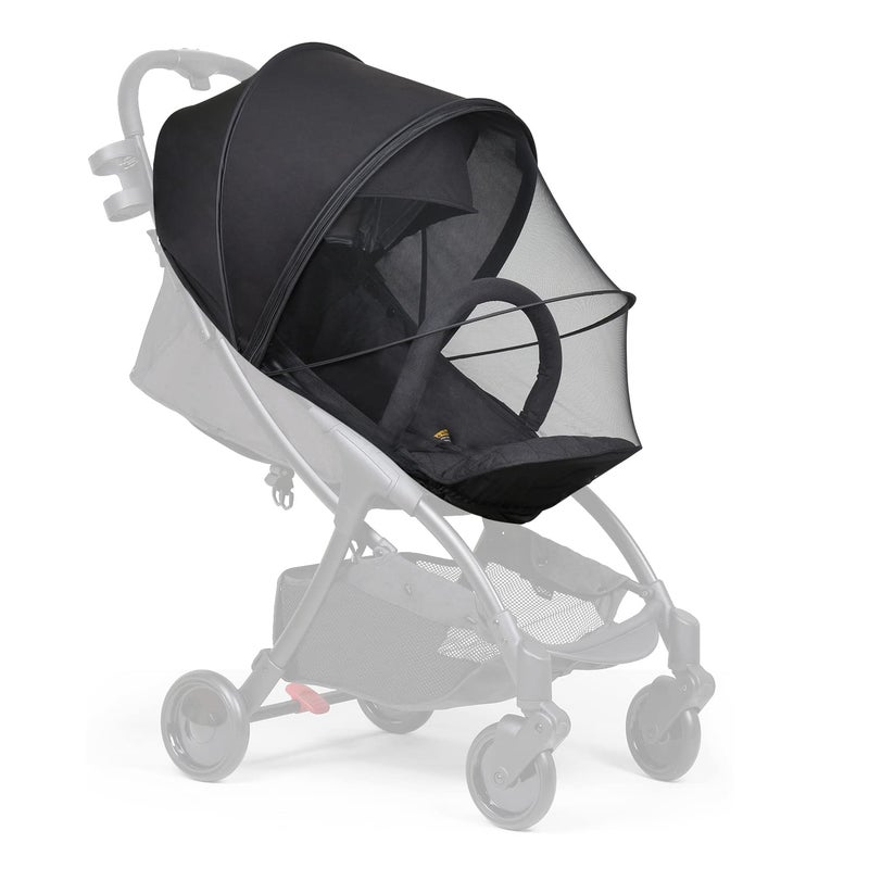 Beberoad Love Universal Stroller Sun Shade & Mosquito Net – 2-in-1 Baby Stroller Cover with UV Protection & 2-Way Zipper for Infant Carriages, Prams, and Travel Strollers (Black) - Image 1